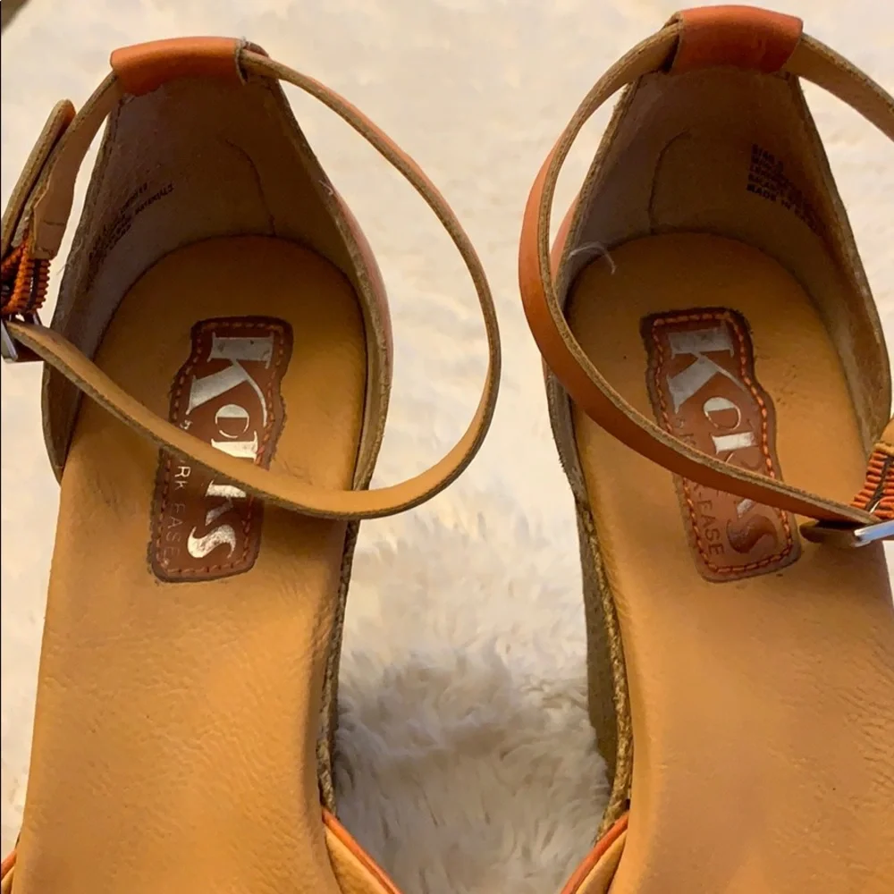 Women's Orange Platform Wedge Sandals with Ankle Strap
